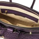 TL Bag Bolso de Mano en Piel Estampada Efecto de Avestruz Violeta TL142120