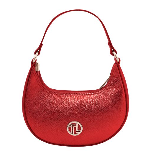 Pixie Metallic Leather Handbag With Chain Strap Lipstick Red TL142413