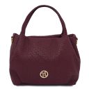 Nora Handtasche aus Weichem Geprägtem Leder Bordeaux TL142412