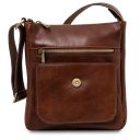 Jimmy Leather Crossbody bag for men With Front Pocket Dark Brown TL141407