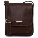 Jimmy Leather Crossbody bag for men With Front Pocket Темно-коричневый TL141407