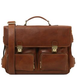 Ventimiglia Borsa Multiscomparto da Lavoro TL SMART con Tasche Frontali in Pelle Marrone TL142069
