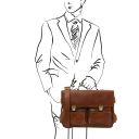 Ventimiglia Leather Multi Compartment TL SMART Briefcase With Front Pockets Brown TL142069