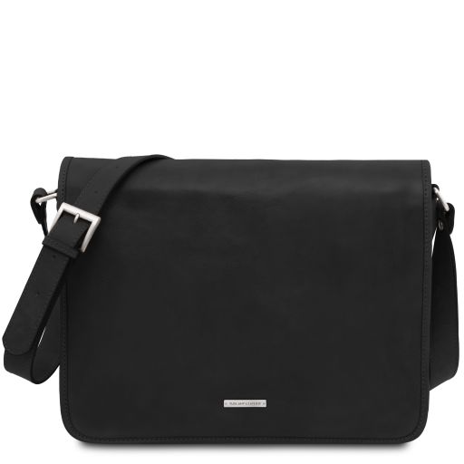 TL Messenger Borsa a Tracolla 2 Scomparti - Misura Grande Nero TL142430