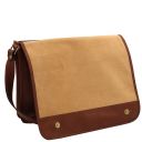 TL Messenger Two Compartments Leather Shoulder bag - Large Size Brown TL142430