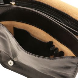 TL Messenger Two Compartments Leather Shoulder bag Black TL141255