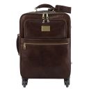 Business 4 Wheels Leather Trolley and Leather TL SMART Laptop Briefcase Dark Brown TL142442