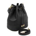 Panarea Borsa Secchiello in Pelle ed Esclusivo Portafogli in Pelle zip Around Nero TL142443
