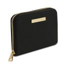 Panarea Bolso Cubo Secchiello en Piel y Elegante Cartera en Piel con Cremallera en el Contorno Negro TL142443