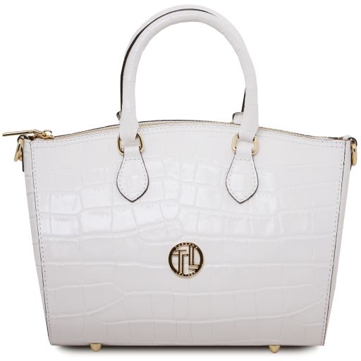 Layla Bolso a Mano en Piel Efecto Coco Blanco TL142398