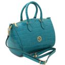 Layla Sac à Main en Cuir Effet Croco Turquoise TL142398