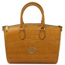 Layla Bauletto aus Leder mit Kroko-Prägung Karamell TL142398