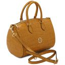 Layla Bauletto aus Leder mit Kroko-Prägung Karamell TL142398