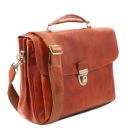 Alessandria Leather Multi Compartment TL SMART Laptop Briefcase Honey TL142440