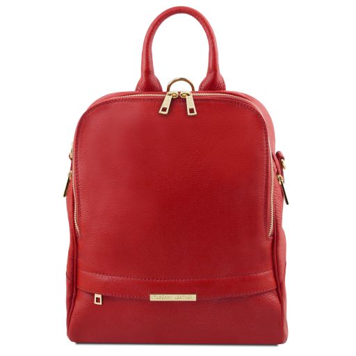 TL Bag Lederrucksack Für Damen aus Weichem Leder Lipstick Rot TL141376