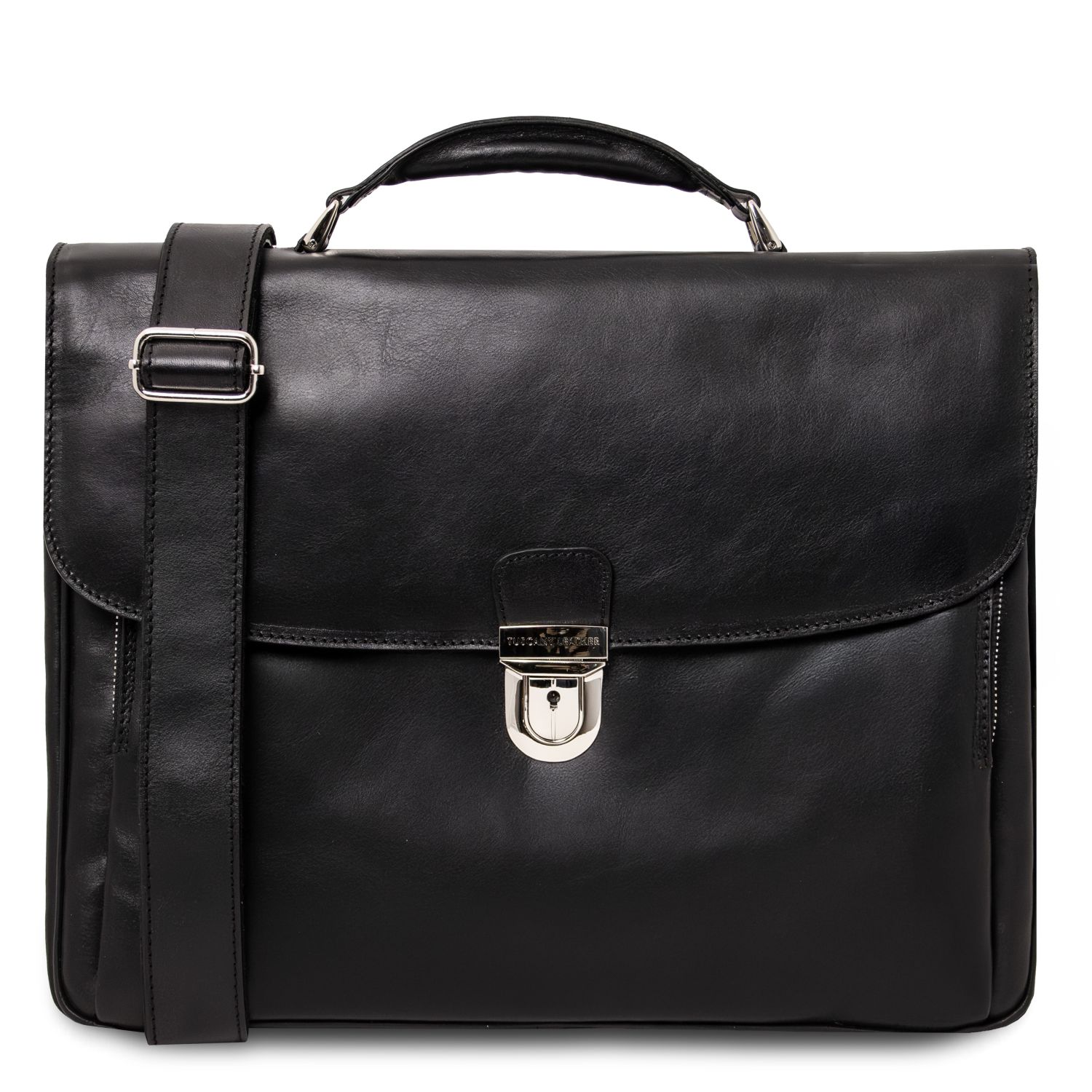 Borsa Porta computer multiscomparto in pelle Nero