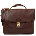Alessandria Cartable Porte Ordinateur TL SMART Multi Compartiments en Cuir Marron foncé TL142067