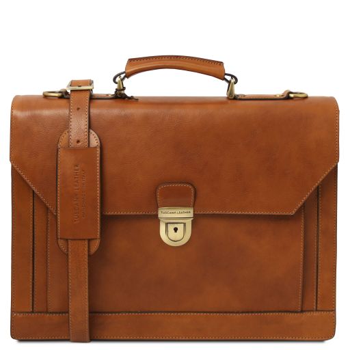 Cremona Leather Briefcase 3 Compartments Телесный TL142448