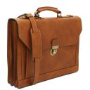 Cremona Cartable en Cuir Avec 3 Compartiments Naturel TL142448