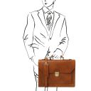 Cremona Leather Briefcase 3 Compartments Natural TL142448