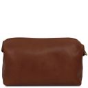Smarty Reise- Kulturtasche aus Leder - Gross Braun TL141219
