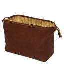 Smarty Reise- Kulturtasche aus Leder - Gross Braun TL141219