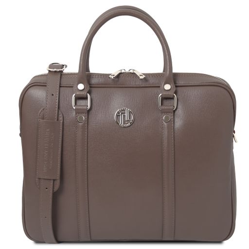Prato Borsa Porta Computer da Donna in Pelle Saffiano Talpa scuro TL142453