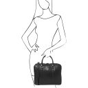 Prato Elegante Porta Folios y Porta Ordenador Portátil en Piel Saffiano Negro TL142453