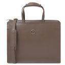 Palermo Saffiano Leather Briefcase 3 Compartments for Women Dark Taupe TL141369
