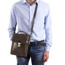 David Borsello in Pelle a Tracolla - Misura Grande Nero TL142340
