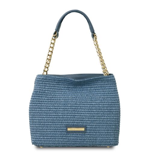 TL Bag Bolso Cubo Efecto Paja Azul claro TL142208