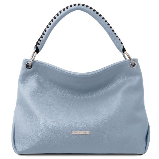 TL Bag Schultertasche aus Weichem Leder Himmelblau TL142087