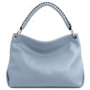 TL Bag Schultertasche aus Weichem Leder Himmelblau TL142087