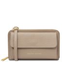 Urania Lederbrieftasche/Handyhalter mit Tragegurt Hell Taupe TL142433