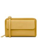 Urania Monedero/soporte Para Celular en Piel con Bandolera Amarillo pastel TL142433