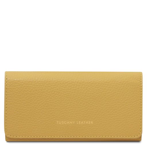 Iside Elégant Portefeuille en Cuir - Grand Modèle Jaune pastel TL142434