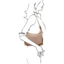 Sierra Borsa a Spalla in Pelle Scamosciata Beige TL142419