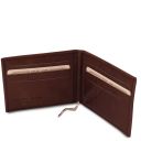 Elegante Porta Tarjetas en Piel con Clip Para Billetes Marrón oscuro TL142055