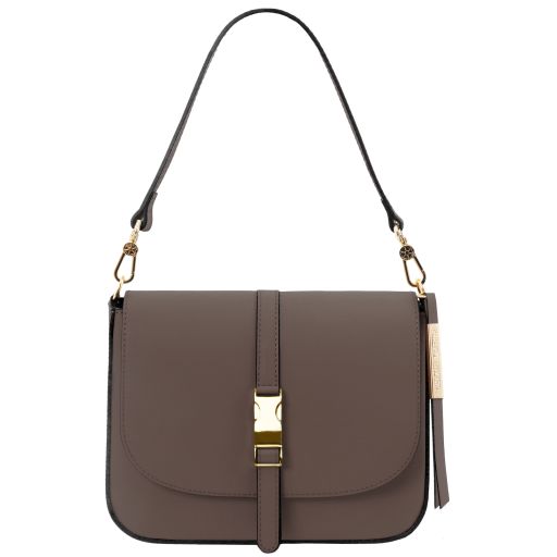 Nausica Leather Shoulder bag Dark Taupe TL141598