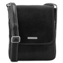 John Bolso en Piel Para Hombre con Cremallera Frontal Negro TL142464