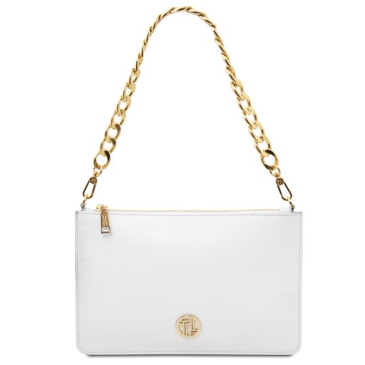 Diva Sac à Main en Cuir et Bandoulière à Chaîne Blanc TL142461