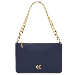 Diva Sac à Main en Cuir et Bandoulière à Chaîne Bleu foncé TL142461