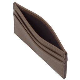 Leather Credit Card Holder Dark Taupe TL142474
