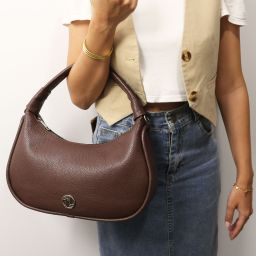 Michelle Leather Hobo bag Dark Taupe TL142477