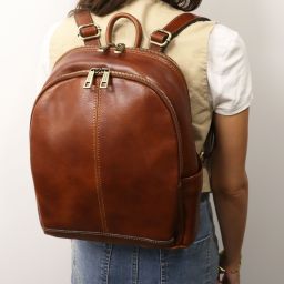 Canberra 2 Compartments Leather Backpack Коричневый TL142460