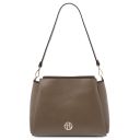 Abby Schultertasche aus Leder Dunkel Taupe TL142468