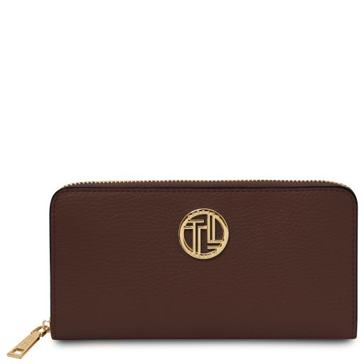Financier Exclusive zip Around Leather Wallet Coffee TL142485