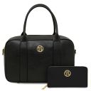 Maiorca Bolso en Piel y Cartera en Piel con Cremallera en el Contorno Negro TL142486