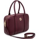 Maiorca Bolso en Piel y Cartera en Piel con Cremallera en el Contorno Bordeaux TL142486