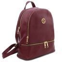 Djerba Sac à dos en Cuir Souple et Portefeuille en Cuir Entièrement Zippée Bordeaux TL142488